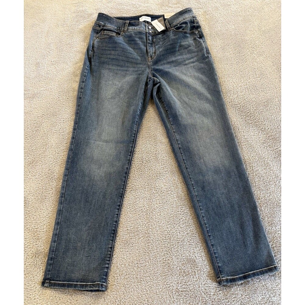 NWT Lane Bryant Tighter Tummy Blue Denim Jeans High Rise Straight Medium Wash 18